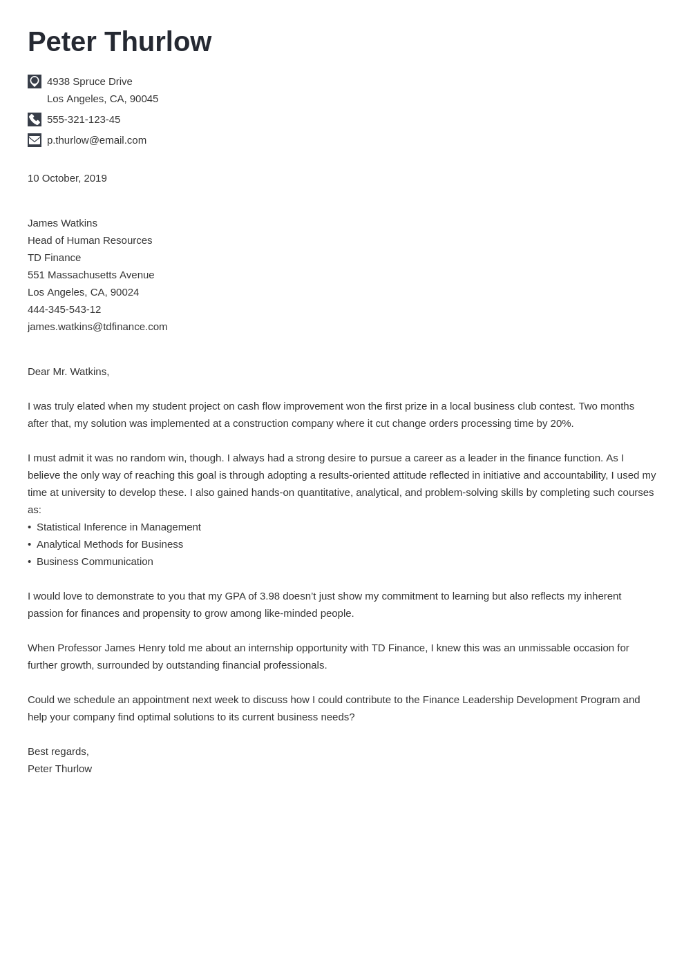 Internship Cover Letter With Examples Writing Tips