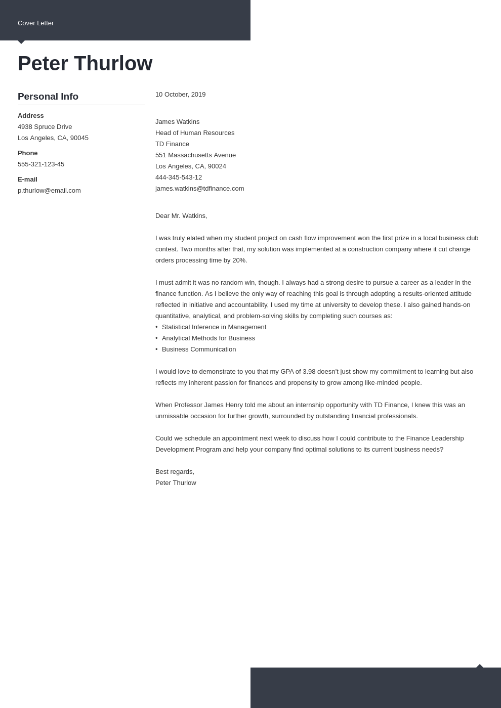 cover letter format for internship