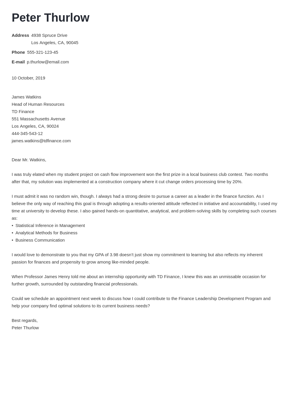 Cover Letter For Internship Template Newcast 