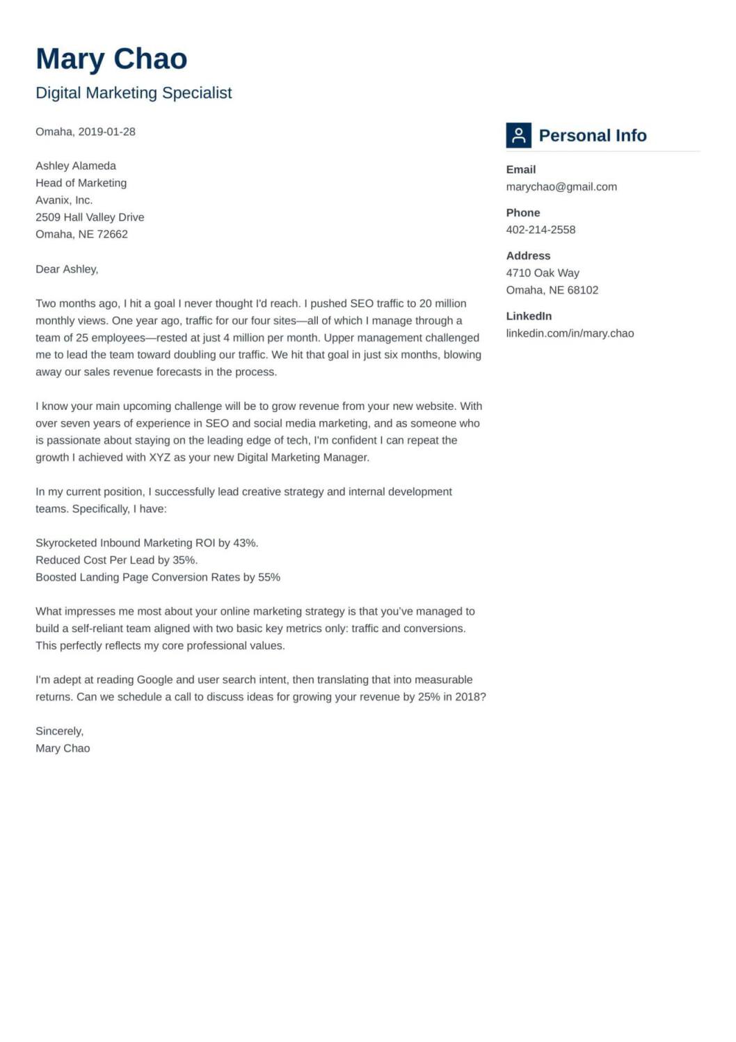 Application Letter Format   Cover Letter Format Zety Usa 5 