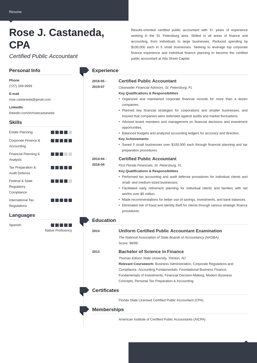 cpa resume example template modern