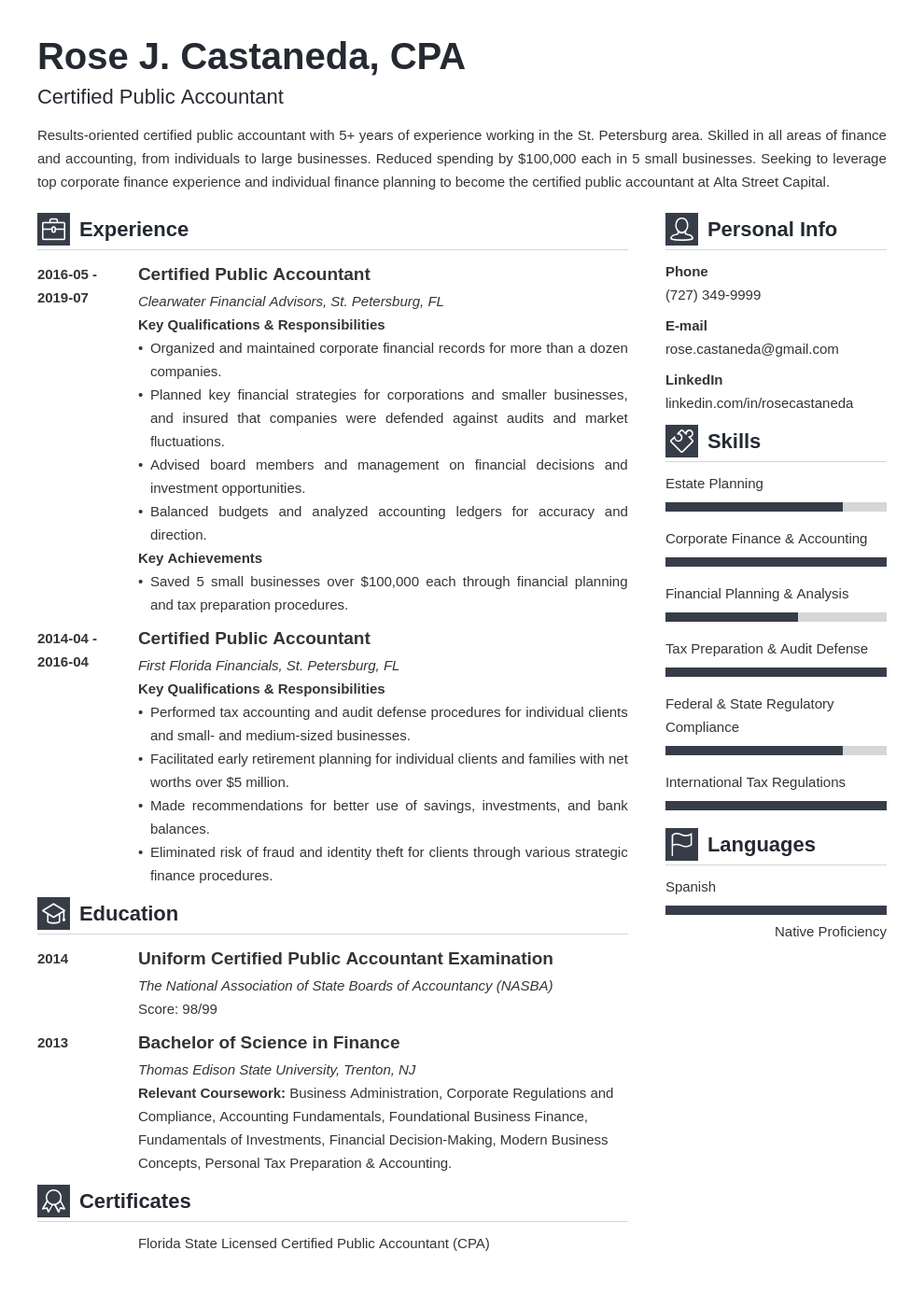 cpa resume example template vibes
