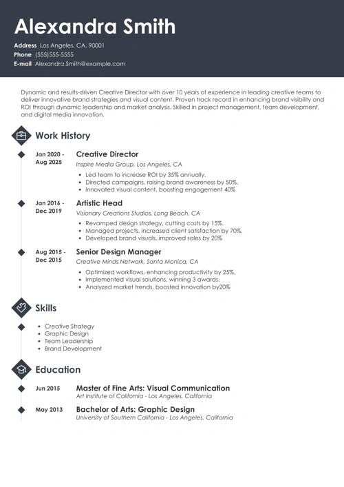 Creative Director Resume Sample