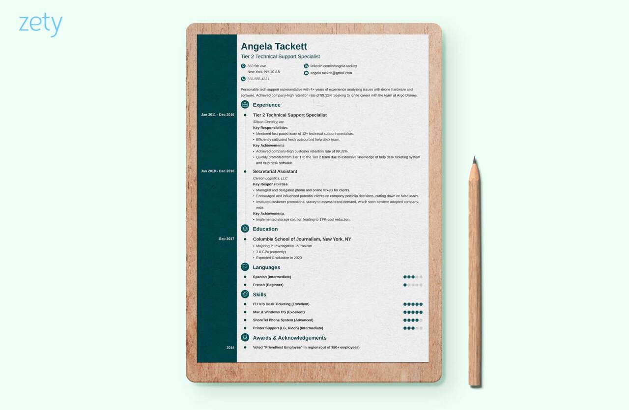 A view from the Zety resume generator showing how it fills in the work experience section plus a selection of pre-written resume descriptions suggested for the particular job.