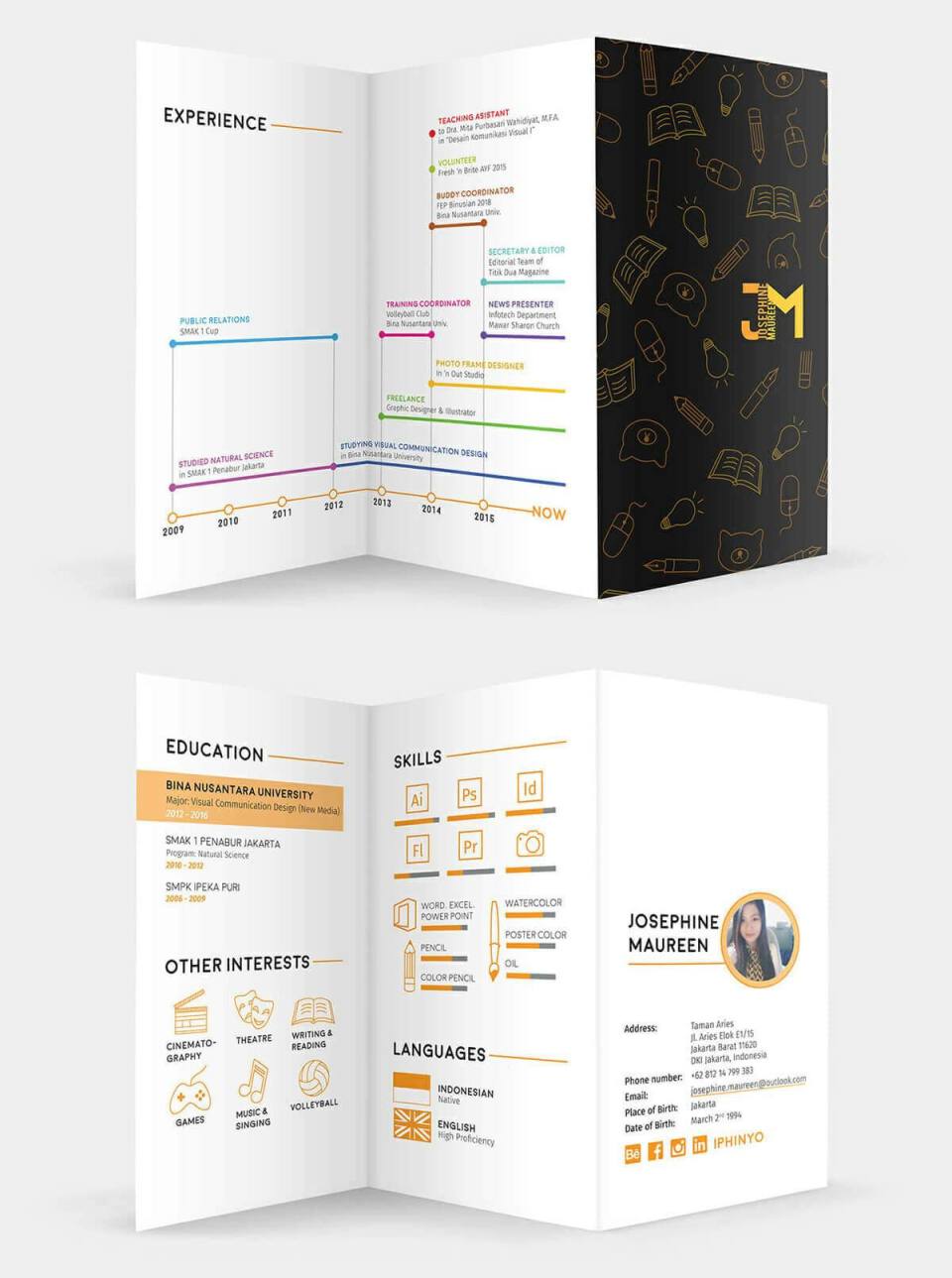 trifold creative graphic design resume templates