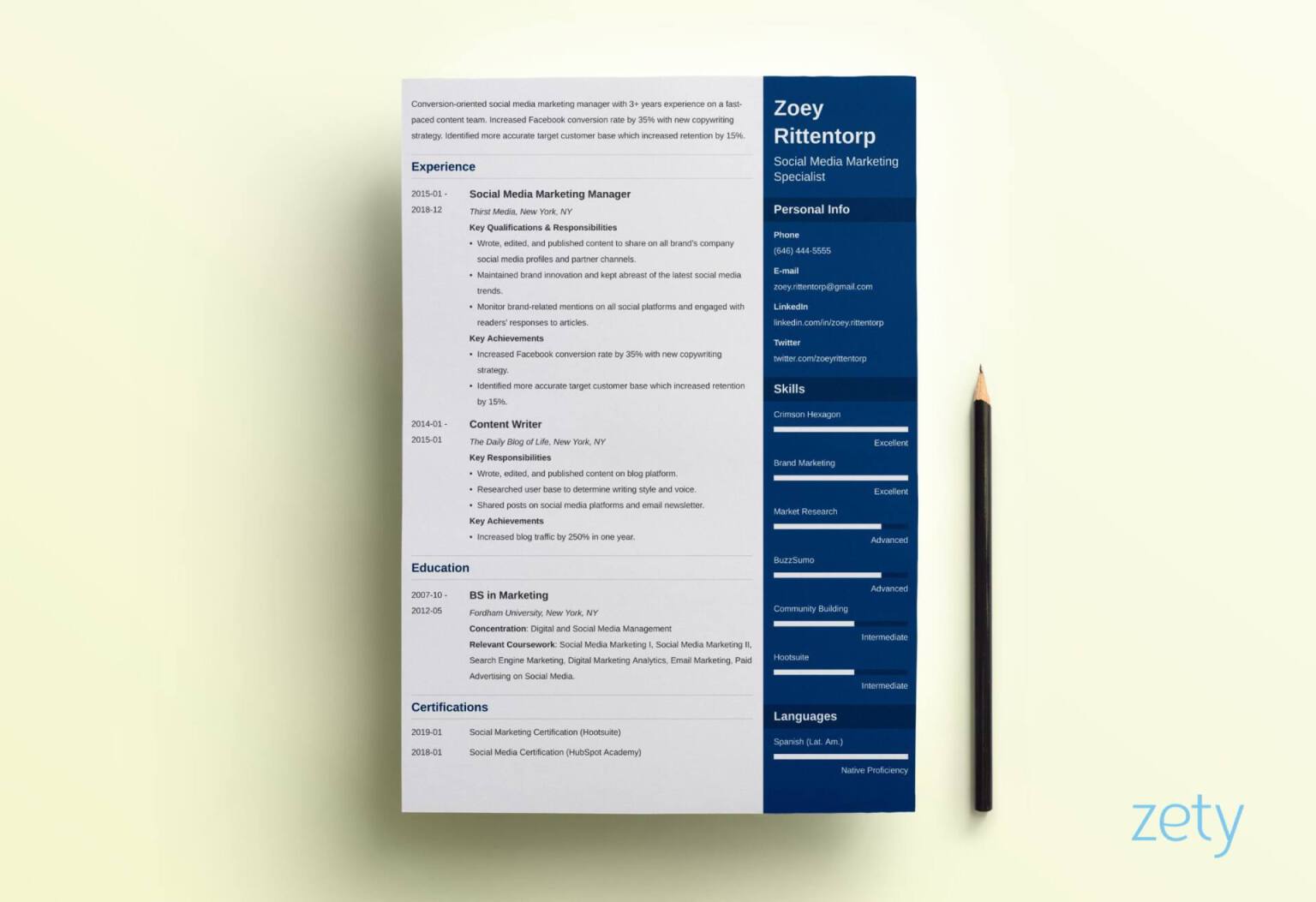 sample creative resume template