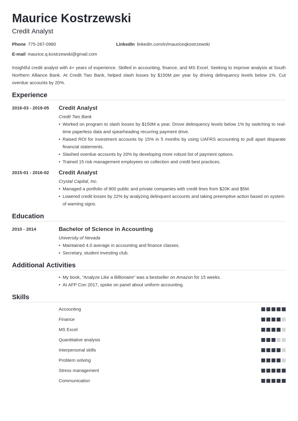 credit analyst resume example template nanica