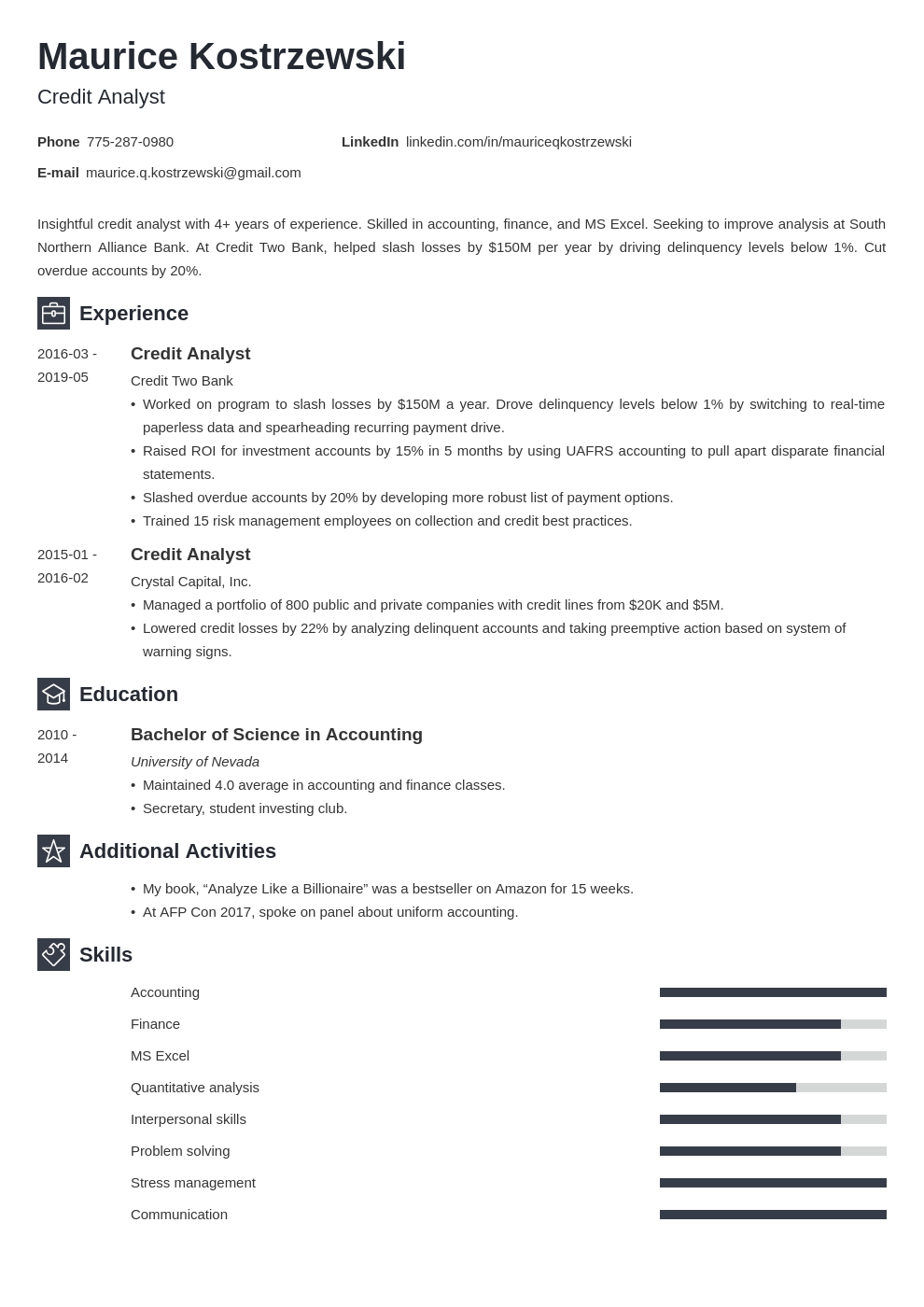 credit analyst resume example template newcast