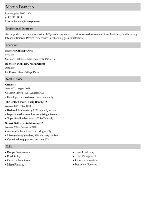 sample resume example