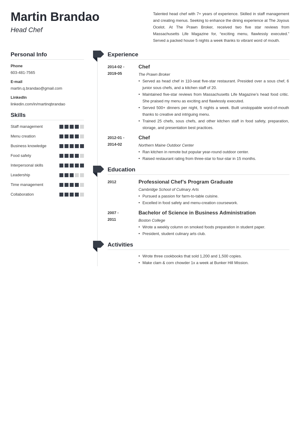 culinary resume example template muse