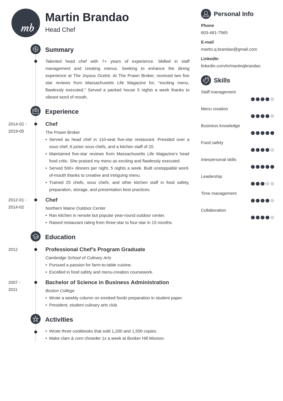 Culinary Resume Examples with Skills Objectives 20  Tips