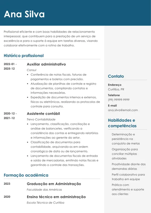 modelo de currículo feito pelo celular em PDF