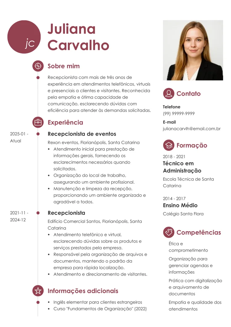 Exemplo de foto profissional adequada para ser usada em um currículo