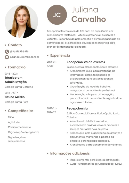 modelo de currículo com foto feito no gerador da Zety