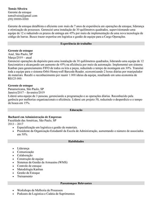 modelo de curriculo