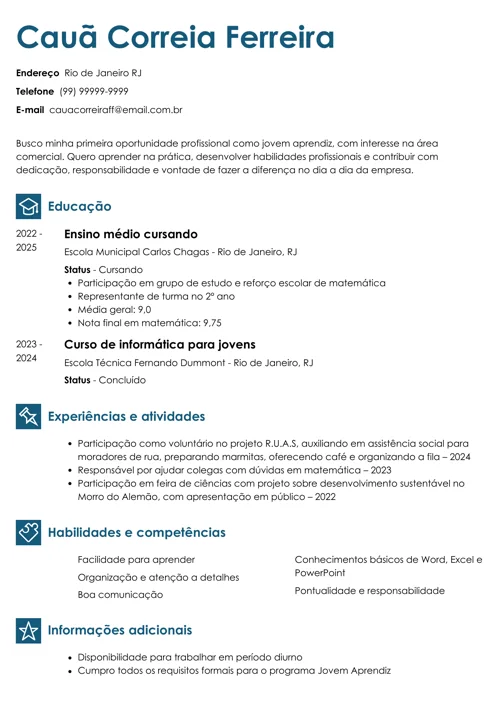 Topo 89 Foto Modelo De Curriculo Para Menor Aprendiz Vrogueco