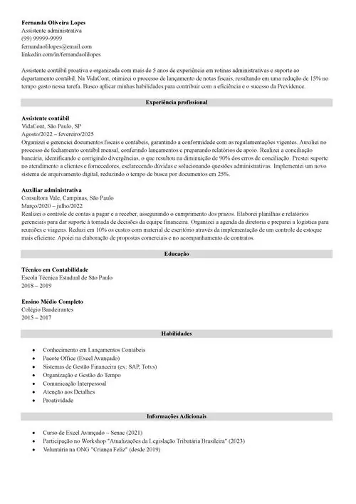 modelo de currículo criado no gerador online da Zety