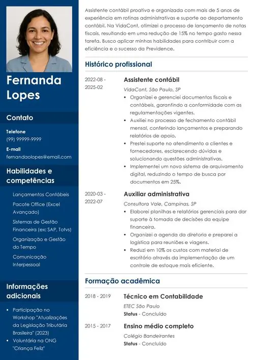 modelo de currículo criado no gerador online da Zety
