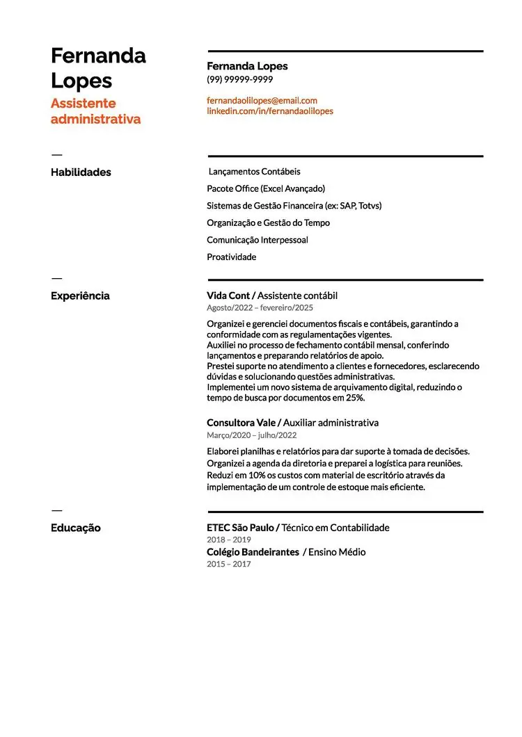 exemplo de currículo criado grátis online no Google Docs