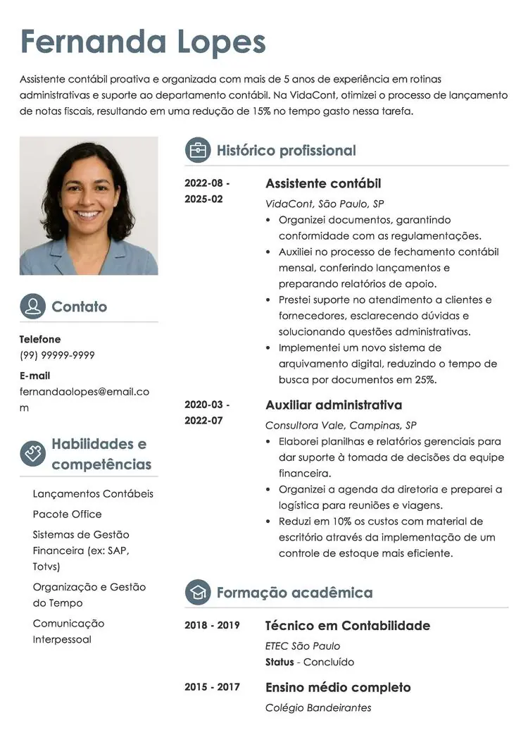 exemplo de currículo criado online com modelo da Zety