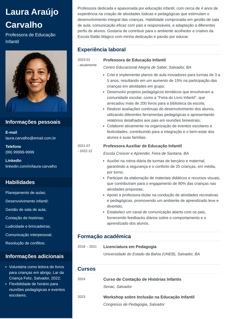 exemplo de currículo para recepcionista