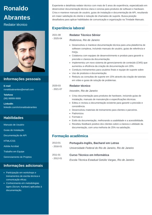 modelo de CV para escritor técnico