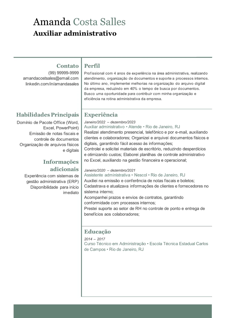 modelo simples "currículo de advogado" do Word