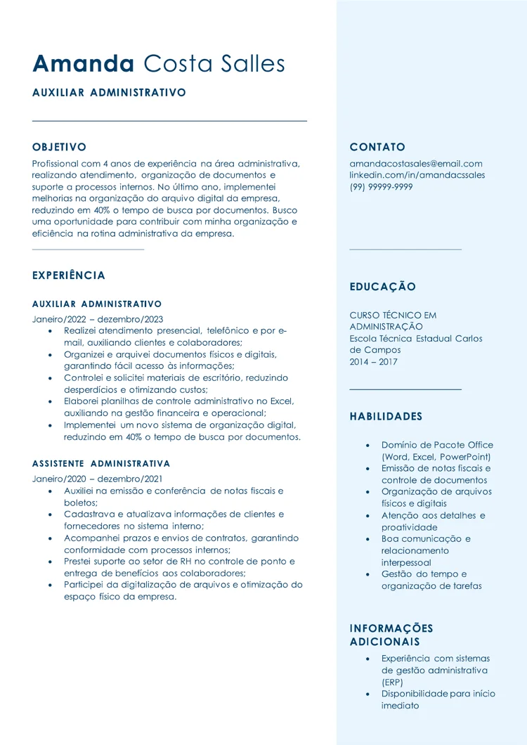currículo simples para UI/UX designer do Word