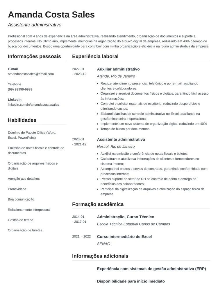 alternativa ao currículo simples do Word: Simple