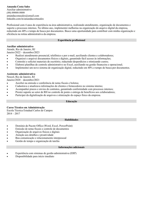 currículo simples alternativo aos modelos do Word