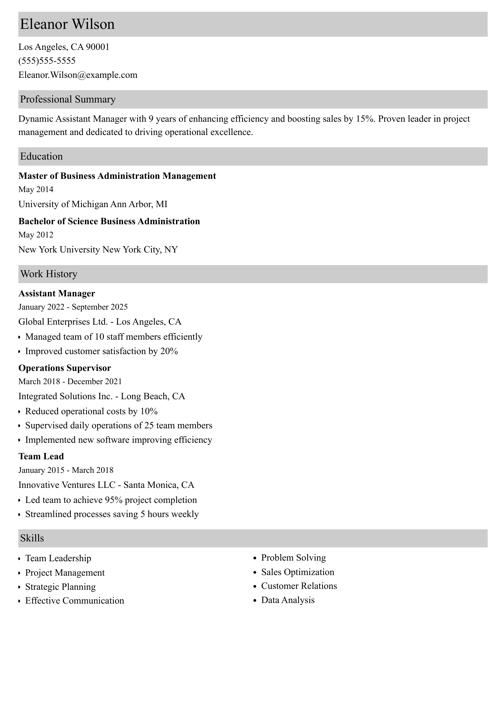 sample resume example
