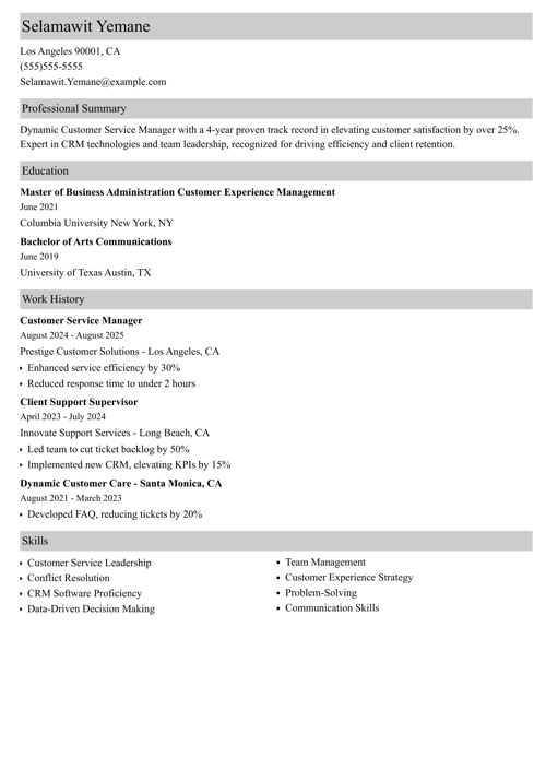 sample resume example
