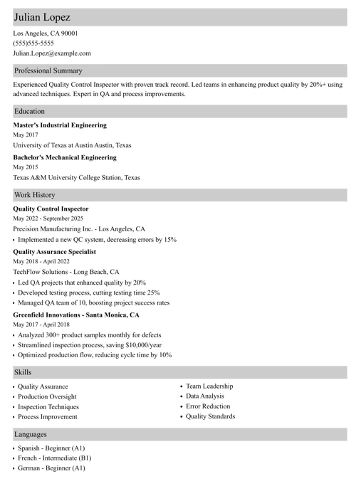 sample resume example