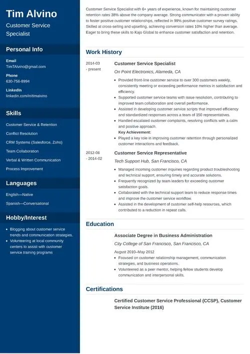 Customer Service Resume Template