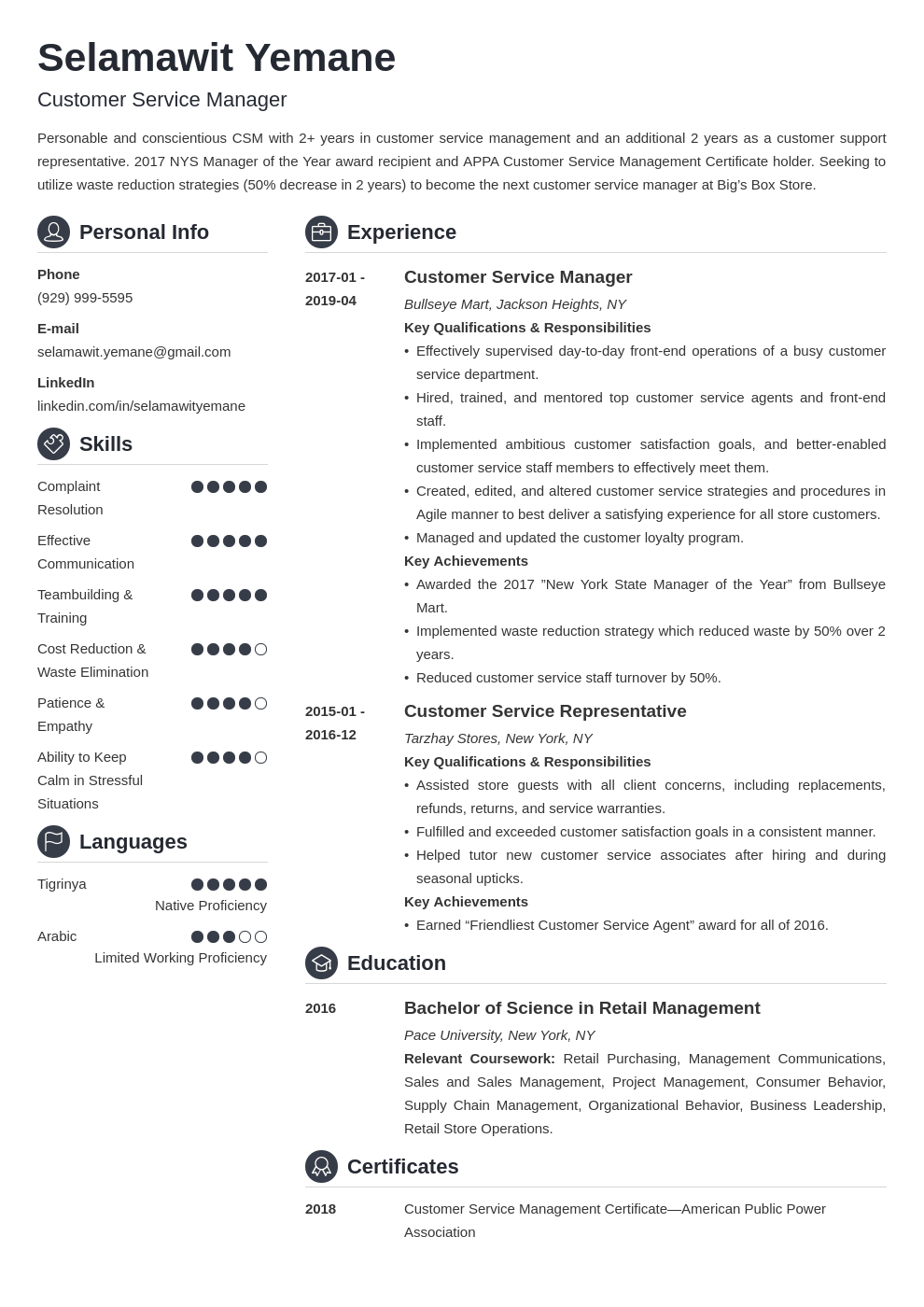customer service manager resume example template crisp