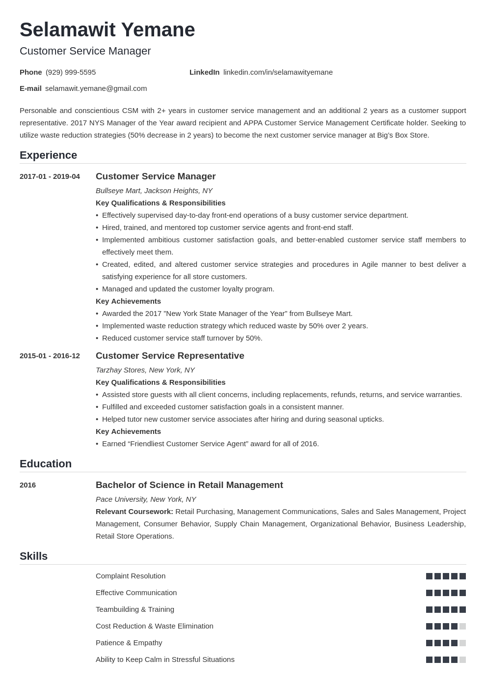 customer service manager resume example template nanica