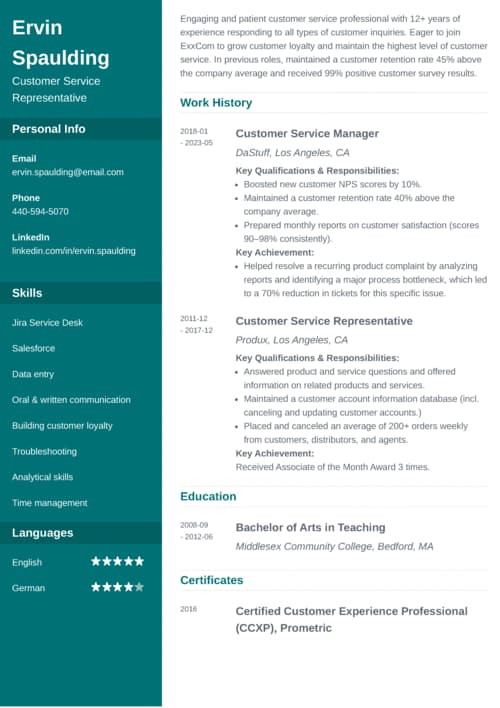 Customer Service Resume Examples & Skills for 2024