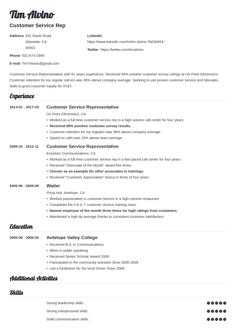 Customer Service Resume Examples, Tips, & Sample Summary