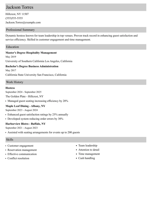sample resume example