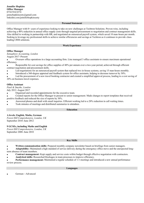 sample resume example