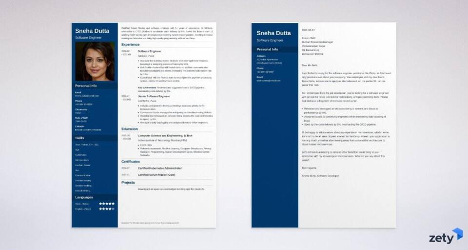 matching set of cv and cover letter