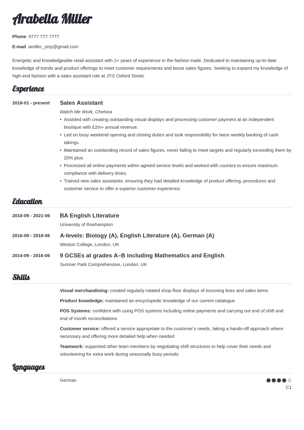 Cv Examples