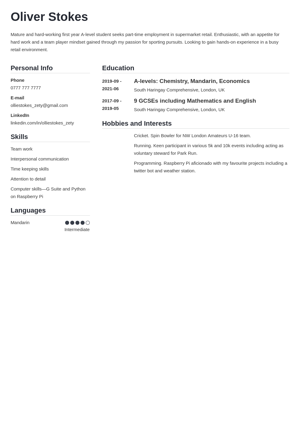 resume for 16 year old example