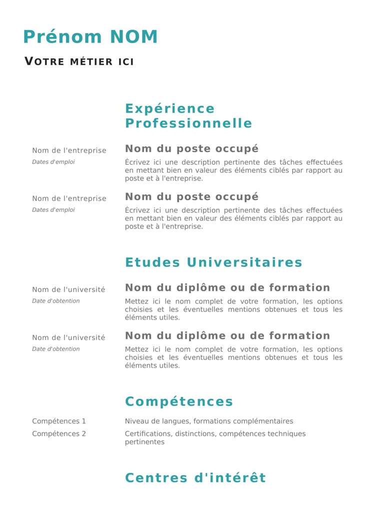 CV gratuit