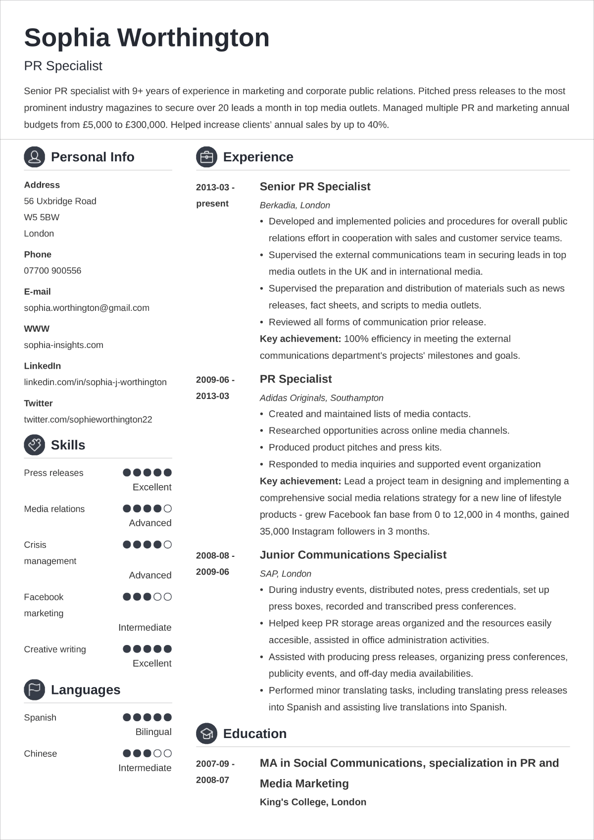 Cv Layout How To Lay Out A Professional Cv 5 Examples