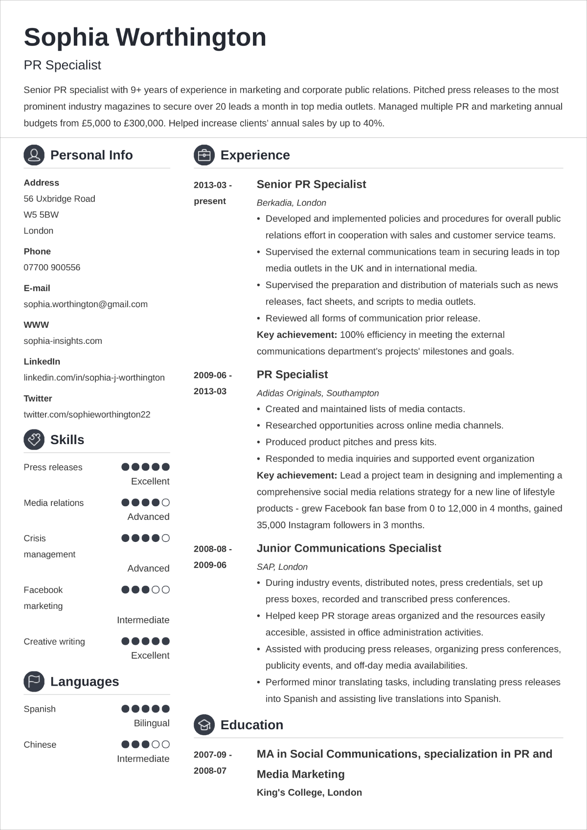 CV Layout How To Lay Out A Professional CV 5 Examples 
