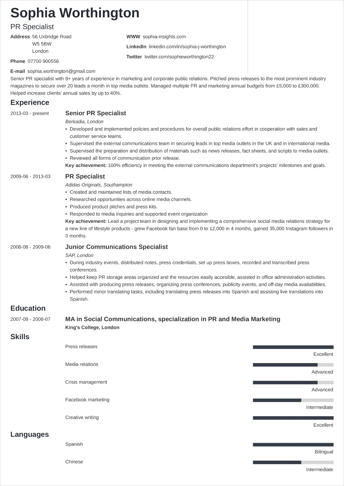 cv layout