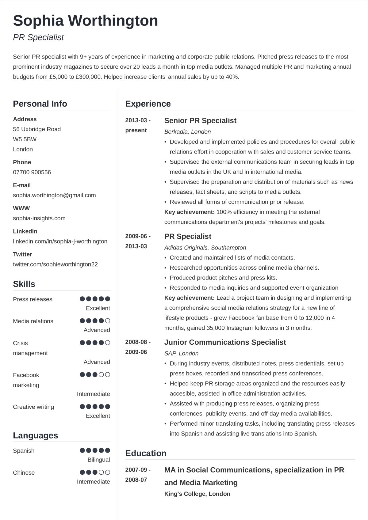 CV Layout How To Lay Out A Professional CV 5 Examples 