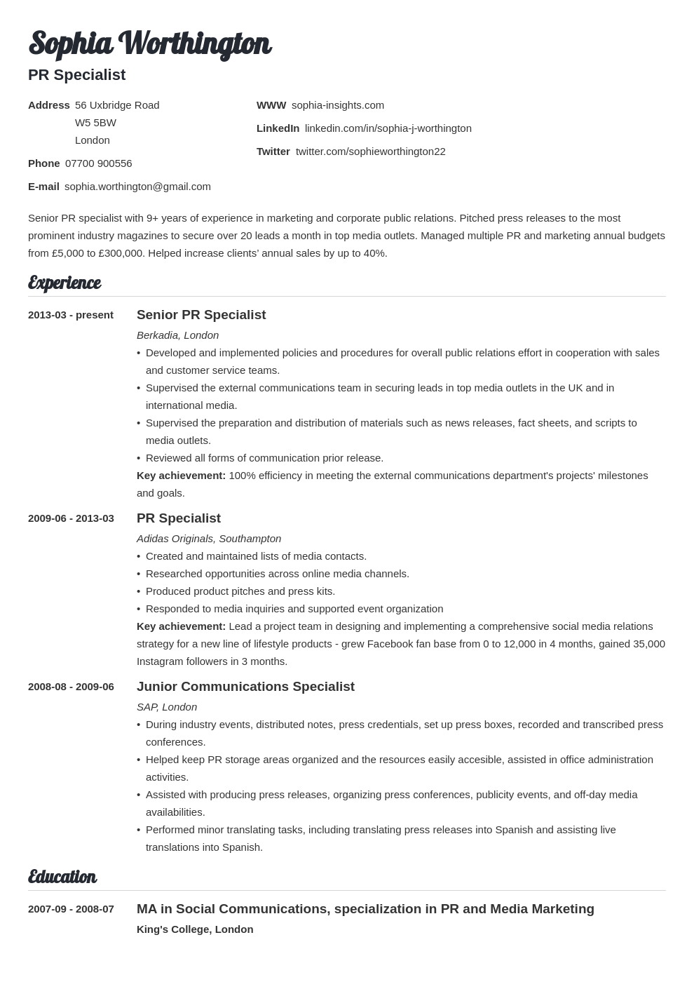 design resume personal statement