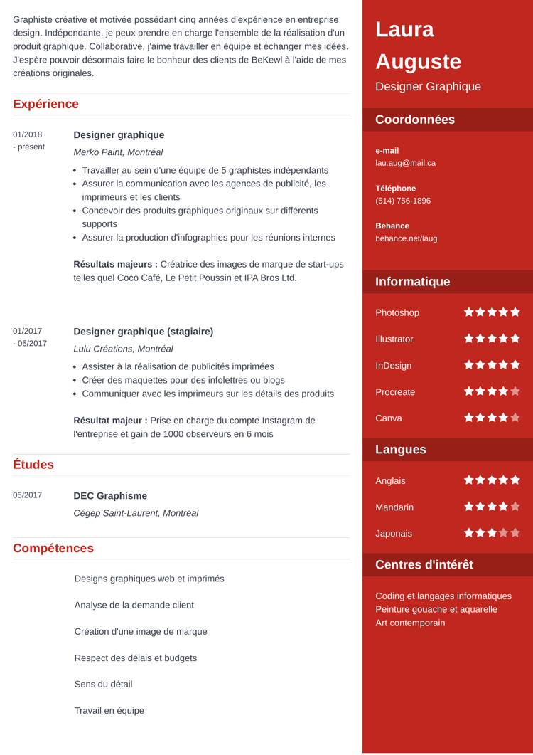 Exemple de CV simple Enfold